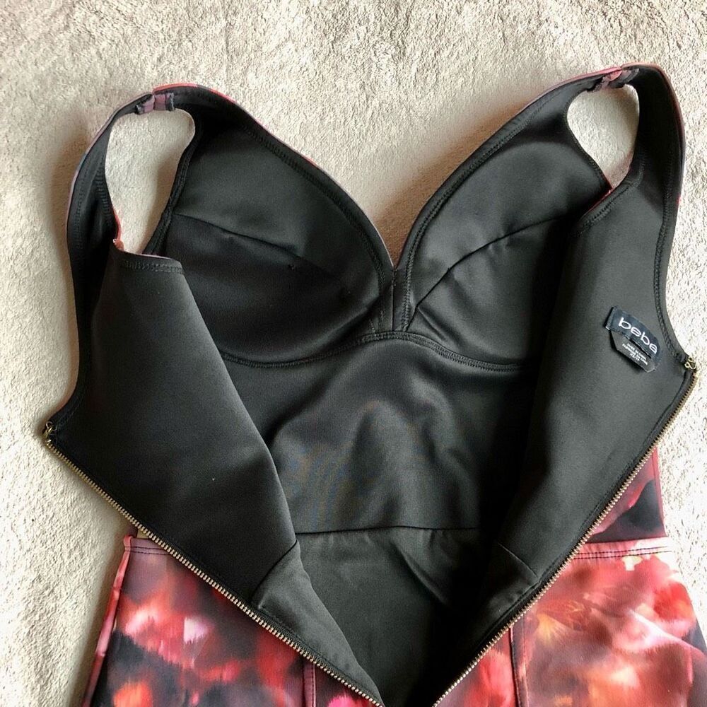 Bebe Red and Black Floral Scuba Dress - Picture 11 of 15